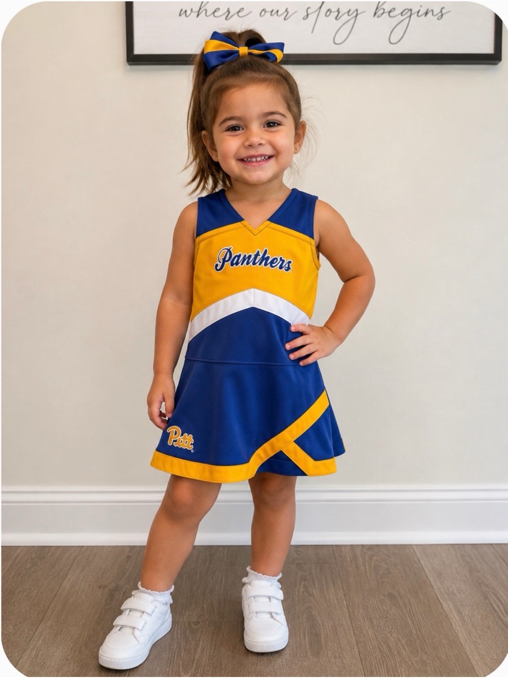 Gen2 Pittsburgh Panthers 2-Piece Cheer Jumper Dress Set w/ Briefs 3T Blue/Yellow